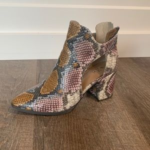 Snakeskin Cutout Block Heels